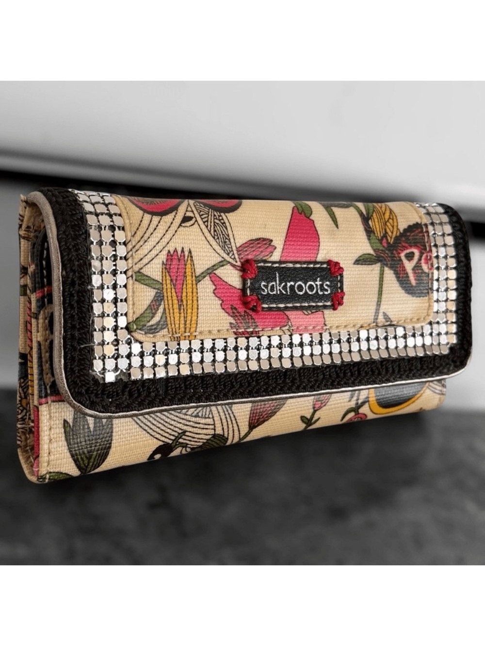 Sakroots Birds of Paradise Clutch Trifold Wallet Nature Peace Happy boho